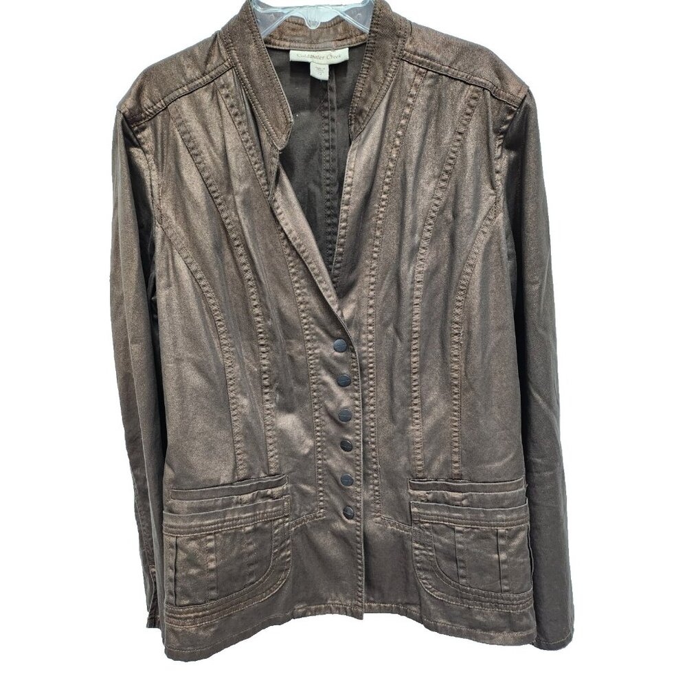 Coldwater Creek Womens Bronze Metallic Jacket Size 12 Carrier Academia Classic